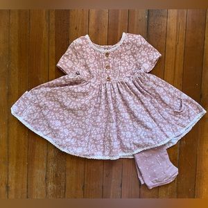 Sweet Honey twirl dress girls 6Y with coordinating playground shorts